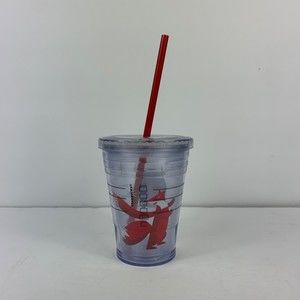 Starbucks Red Fox Tumbler w/ Red Straw 12floz Clear Travel Cup w/ Lid
